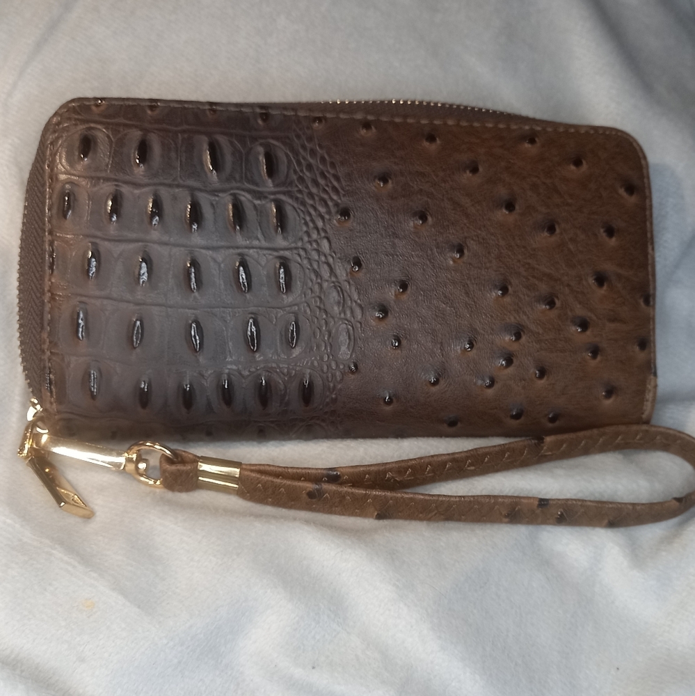 Ostrich Zip Around Wristlet